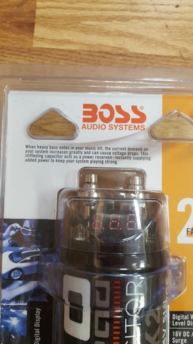 Boss CPBK2 2 Farad 20-Volt  Digital Voltage Car Audio Power Capacitor, LED Black