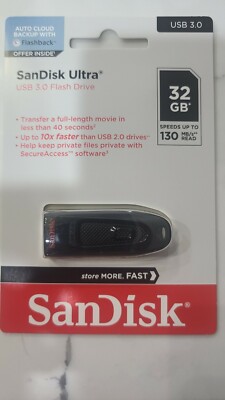 10 Pack of SanDisk Ultra USB Flash Drive, 32GB, 3.0, Read Speed 130mb/s