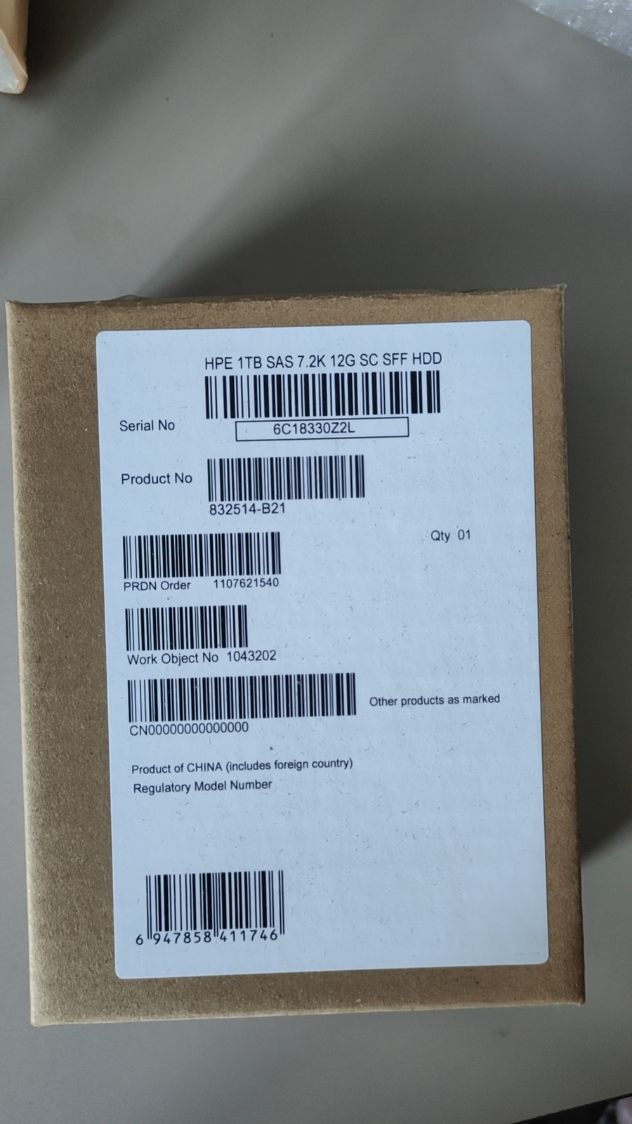 HPE 832984-001 832514-B21 1TB 7.2K 12G SFF 2.5 HPE 832984-001 832514-B21 1TB 7.2K 12G SFF 2.5
