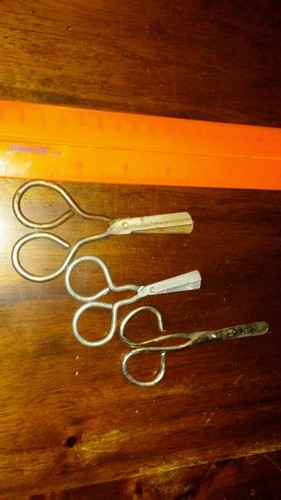 Old church scissors steel - get all 3 pair vintage rounded handle lot#3