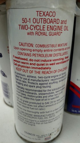 Vintage 1980's Texaco 50-1 Outboard Two-Cycle Engine Oil SAE 20 5-Pack full cans