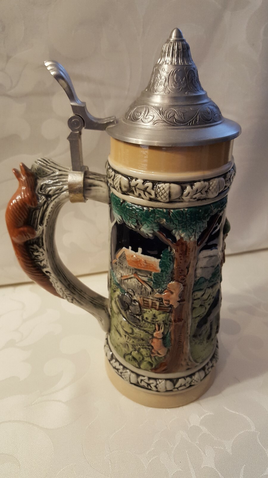 Vintage German Beer Stein With Pewter Lid