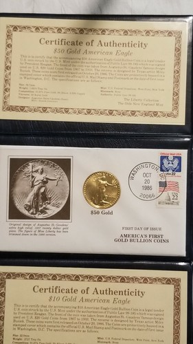 1986 FIRST DAY OF ISSUE Gold Eagle Complete 4 Coin Set