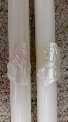 Wedding Taper Candles Ivory Dripless Smokeless Pair Bride Groom Lumar 451IV