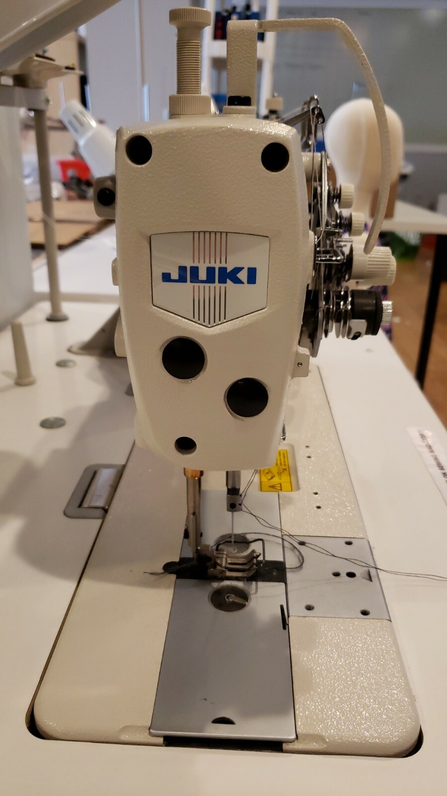 Juki LH-3528A Double Needle Lockstitch Industrial Sewing Machine Head and Table