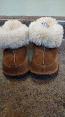 Ugg Toddler Booties All Leather Shearling Slippers Size S Cozy Comfy 