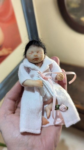 Artisan Tiny Silicone Newborn Baby Doll Miniature Artist Handmade OOAK 4"