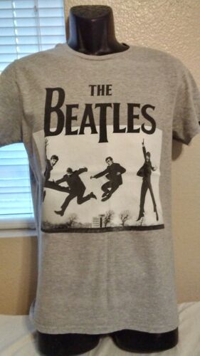 THE BEATLES Jumping MENS SOFT GRAY T-SHIRT - SIZE MEDIUM - Great Condition