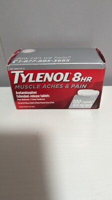 Tylenol 8hr Muscle Aches & Pain 650 Mg Each 100 Caplets New 2025