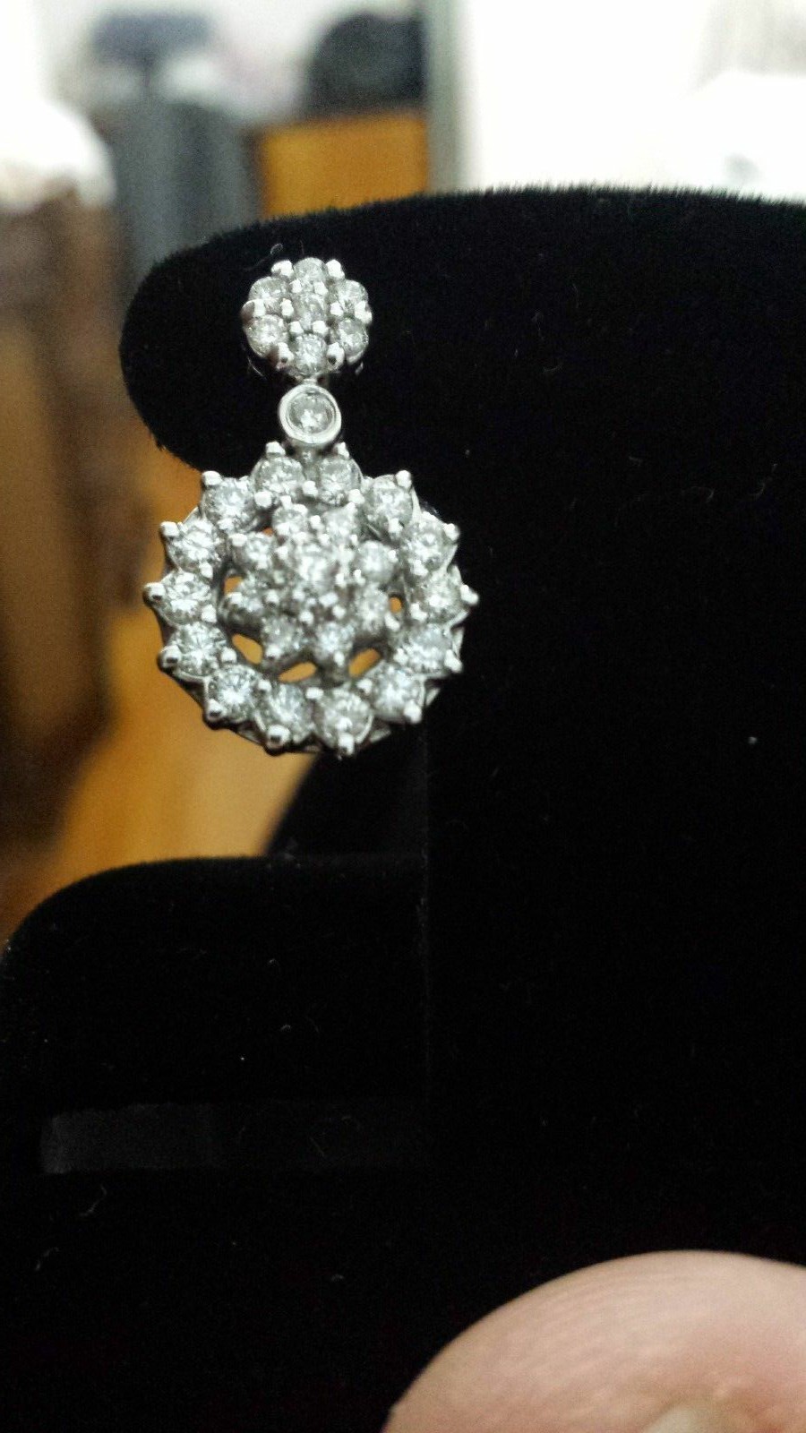 Pre-owned Teachers Jewelry Diamond Earrings 14k White Gold Flower Cluster Design 3 Ct. G-h Color Si Quality