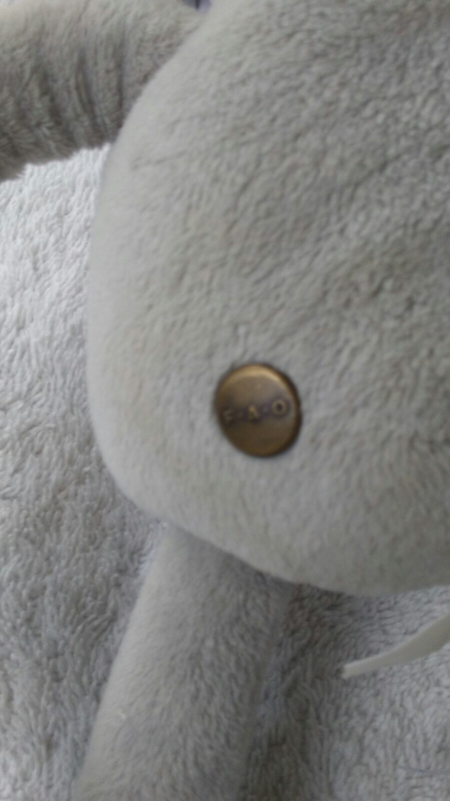 Plush FAO Schwarz Elephant NWT Light Grey Color with Adjustable Arms and Legs