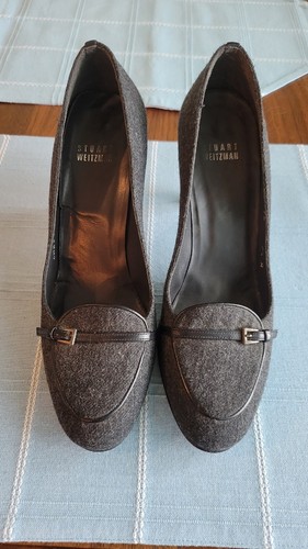 Vintage Women's Stuart Weitzman Dark Grey Heels Leather Sole
