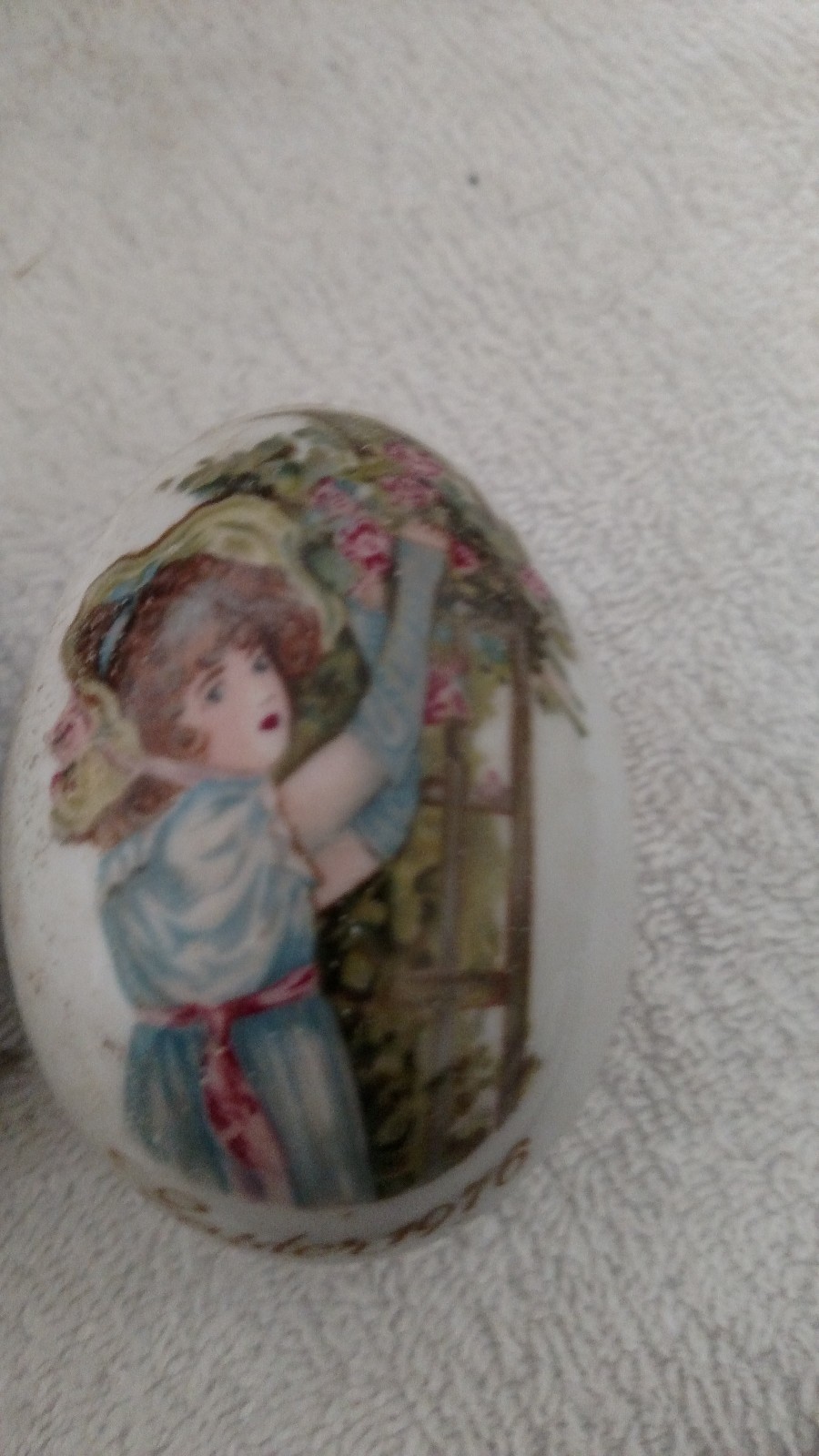 3Vtg Antique1975-76-77Royal Bayreuth old Easter egg St Bernard dog bunny Germany