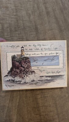 Split Rock Lighthouse Minnesota Wood Mount Stamp New