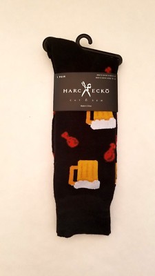 BEER & WINGS BLACK SOCKS MENS MARC ECKO  (SHOE SIZE 6-12)