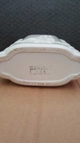 Vintage White Abingdon Pottery USA Clipper Ship Vase