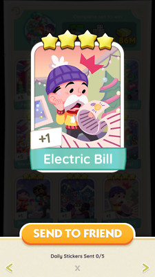 Electric Bill - Monopoly_Go Stickers - 4      - Set 5   FAST DELIVERY  