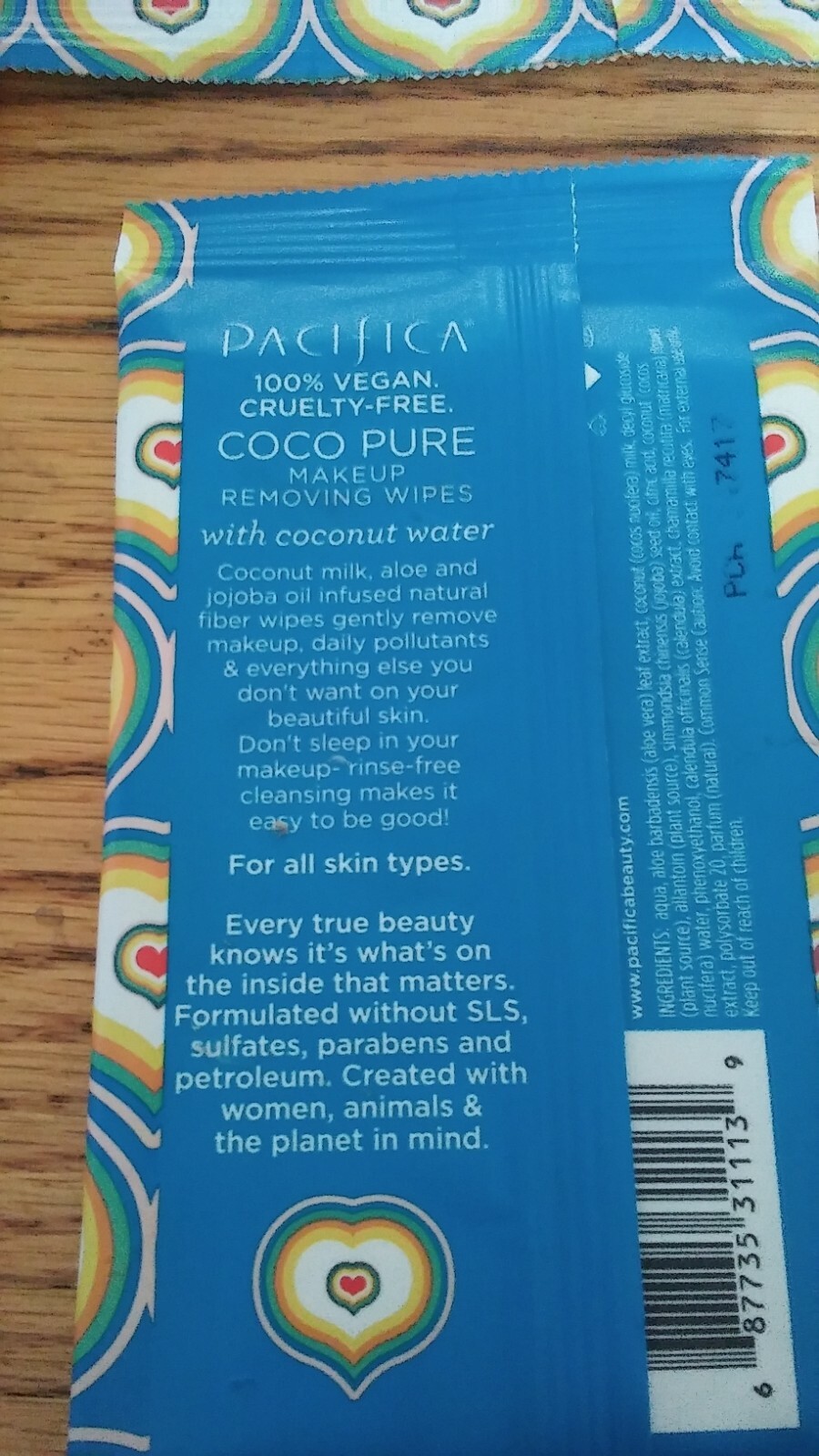 Lot Of 5 Pacifica Coco Pure Makeup Removing Wipes 10 Wipes Each