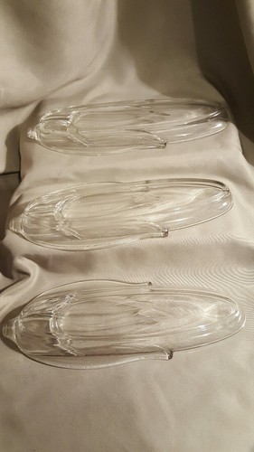 3 Clear Glass Corn on the Cob Serving Dishes