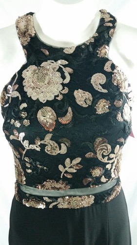 MORGAN & COMPANY Junior Sz 11/12 Long Sequin Halter Special Occasion/Formal Gown