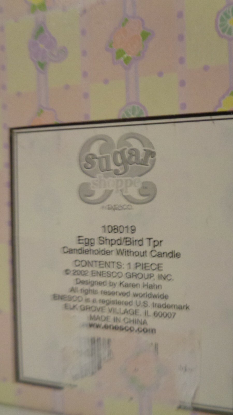 ENESCO SUGAR SHOPPE TAPER CANDLE HOLDER EASTER DECOR EGG SHAPED BIRD NEST 108019