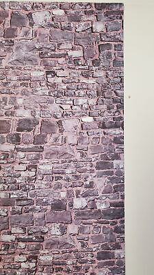 Dollhouse Miniature Gray Stone Wall Weathered Aged Embossed Card 1:12 Scale Wall