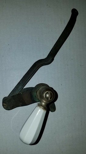 Antique Vintage Porcelain Toilet Tank Handle w/Brass Arm