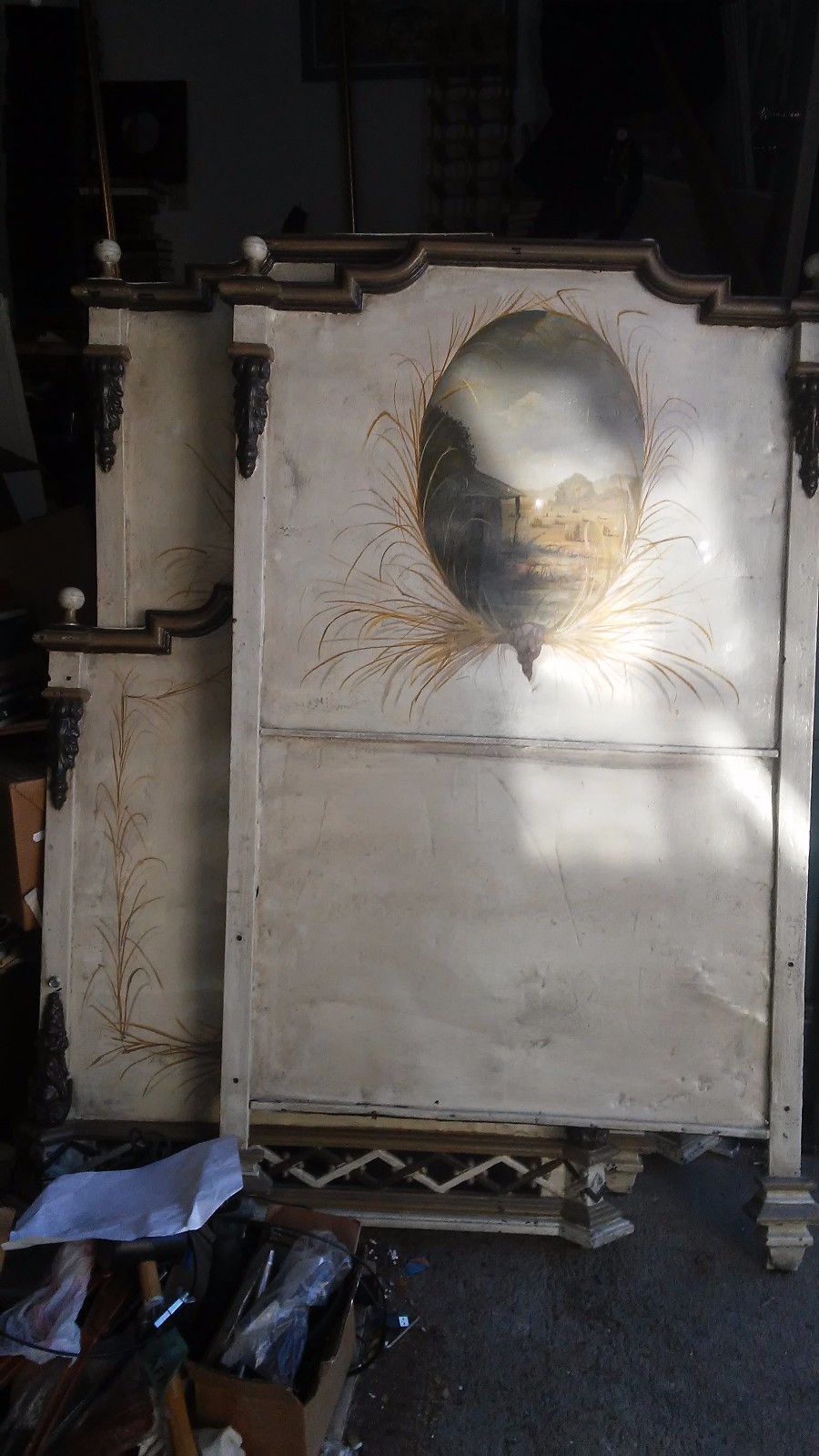 2 Antique Cast Iron Metal Tole Beds Hand Painted Bob Christian