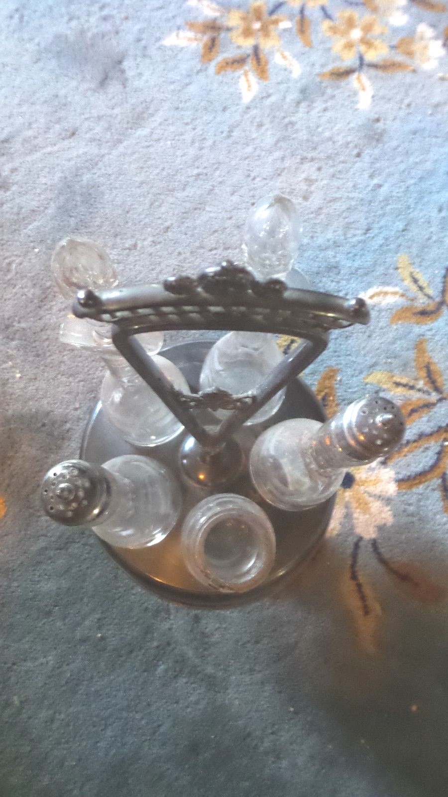 Antique Victorian Condiment Cruet Castor Display Set Rogers Silver #325 Marked