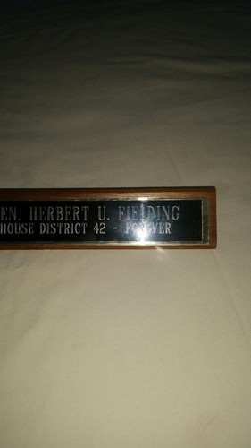 Vintage Senator House District Desk Wood Name Plate Plaque 10 1/4