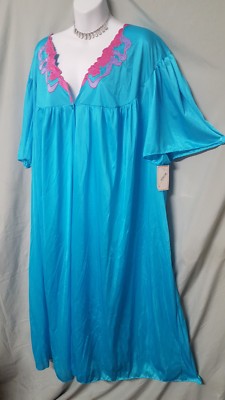Ventura Blue Nightgown or Robe Nylon Calf Short  Sleeve Plus Size 5X  74'' BUST 