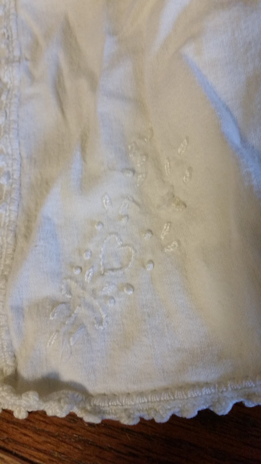 Vintage Infant Flannel Shirt/Jacket-White w/Picot Edging & Embroidery