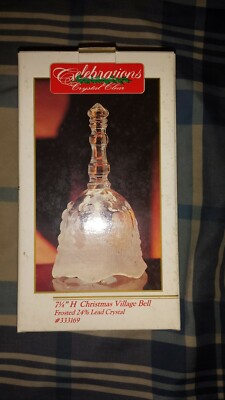 Celebrations Crystal Clear 7 1/4''Christmas Village Bell 24% Lead Crystal #333169