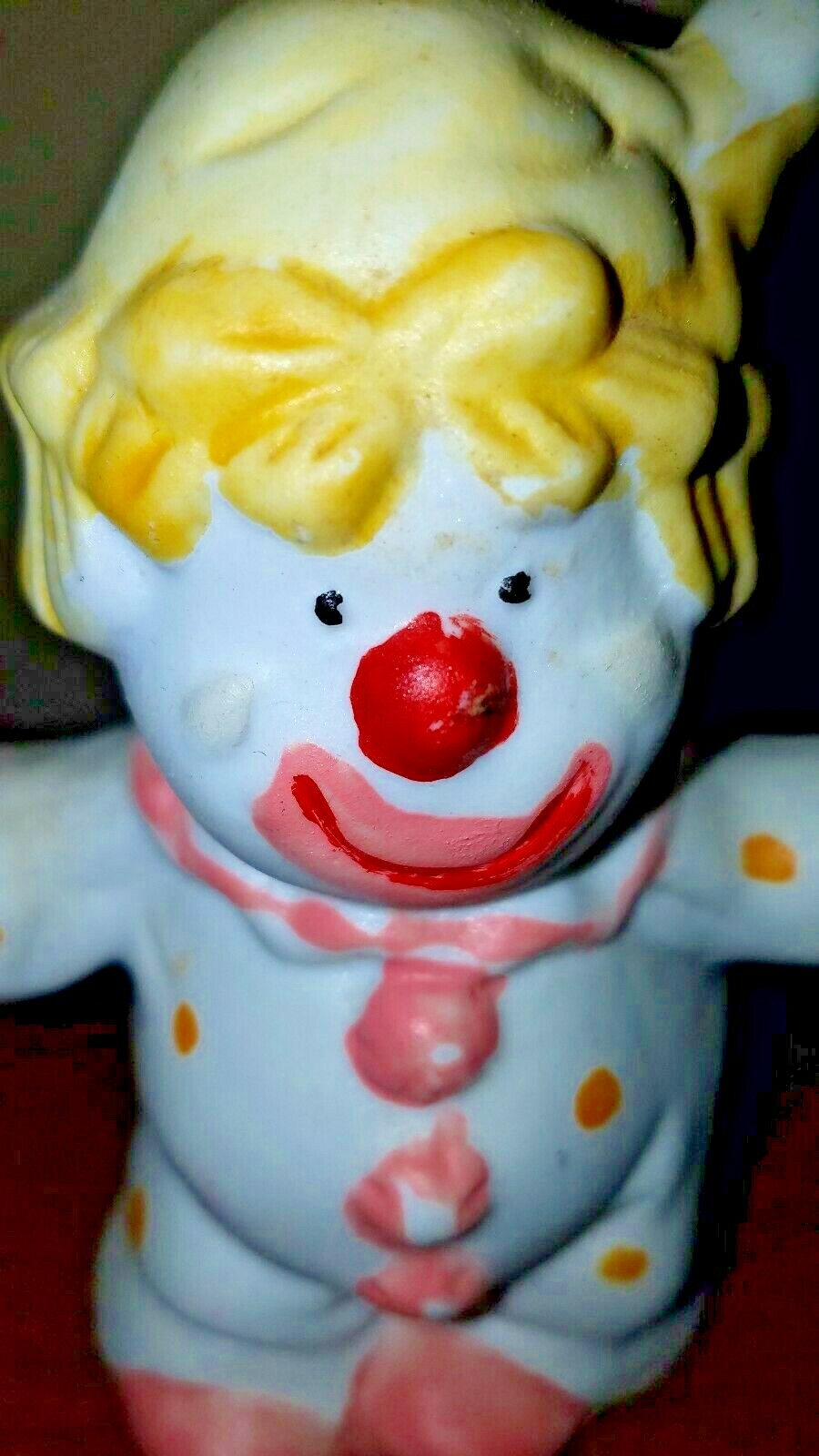 Vintage Lipco Ceramic Clown Bell with Clapper, Pink and Yellow, 4