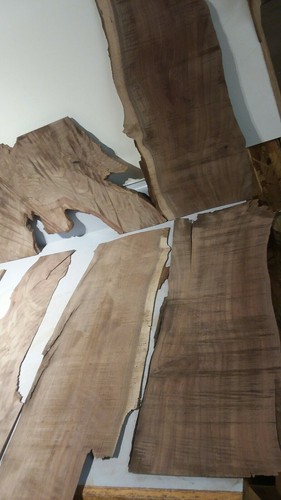 Pacific Black Walnut claro veneer extreme grain and figuring 9 pcs.