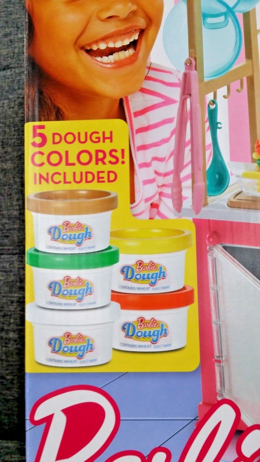 Barbie Ultimate Kitchen with 20+ Pieces Lights & Sound Buttons Play Doh 5 Colors