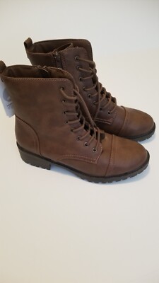 Universal Thread Goods Co Size 8.5 Women Boots Lace & Zip Up Brown 1.5 Heel