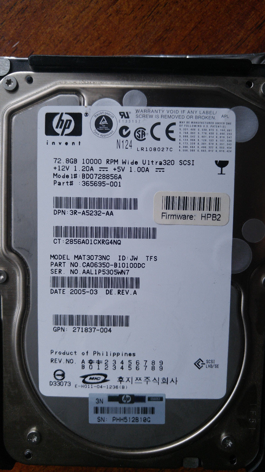 LOT OF SIX(6) HP 72GB 10K ULTRA320 SCSI HDD's with CADDIES!