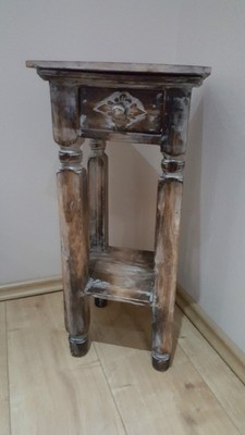 Telefontisch braun Blumensäule Blumentisch Beistelltisch Massiv shabby