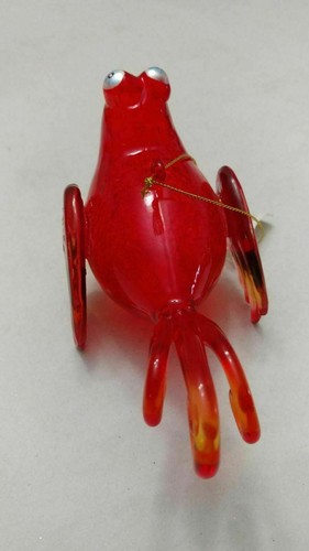 RED ORANGE GANZ BIRD ART GLASS CHRISTMAS TREE HOLIDAY ORNAMENT