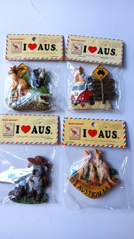 4 Australia cute Magnets Wombat Kangaroo Koala Crocodile road sign