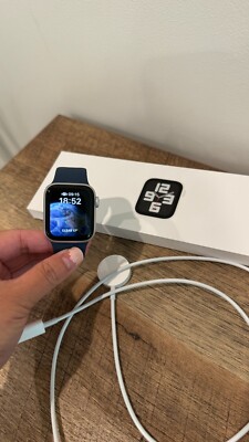 Apple Watch SE (2nd Gen.) 40mm Silver Aluminum Case Storm Blue Sport Band -...
