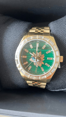 Jacquie Aiche Timex Green Emerald Malachite Eye Gold Watch