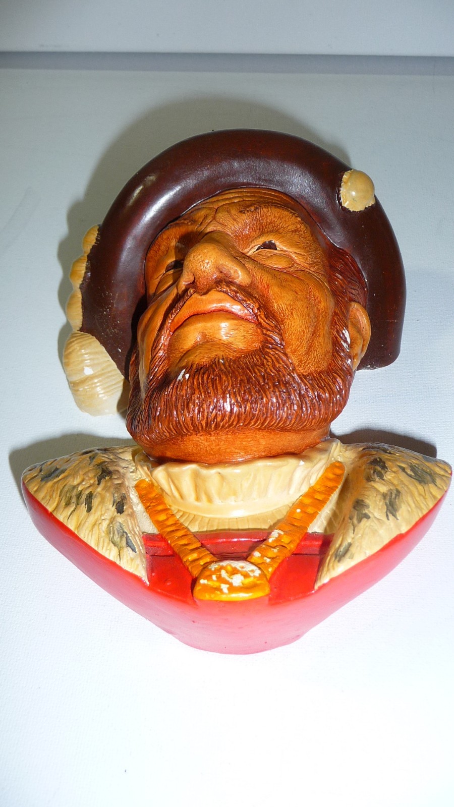 Chalkware Head King or Lord Hand Painted Collectible Chalk Ware Decor Unmarked