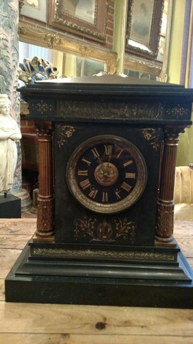 ANTIQUE LARGE J.E. CARLDWELL & CO. PHILADELPHIA SLATE CLOCK