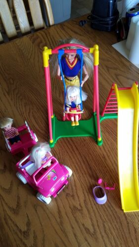 Vintage Kelly Swing set and Power Wheels Tommy and Barbie to