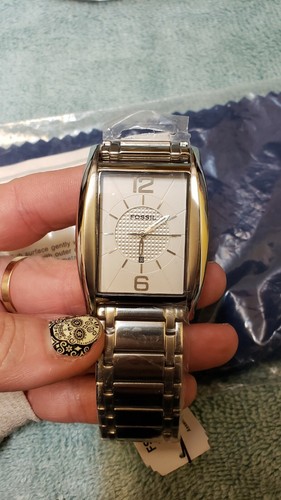 FOSSIL FS-4350 QUARTZ MANS WRIST WATCH ST STEEL IN ORIGINAL PLASTIC COVER