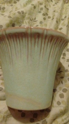 Frankoma pottery  A6 PrairIe Green Flared Fluted Ribbed 4.5