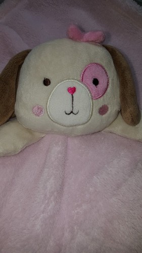 BABY GEAR Pink Brown PUPPY Dog Heart Bow LOVEY security blanket blankey