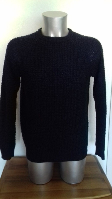 Pull ChinÃ© Marine/Noir Homme Harris Lewis Taille M Emmanchures Raglan, Grosse Ma